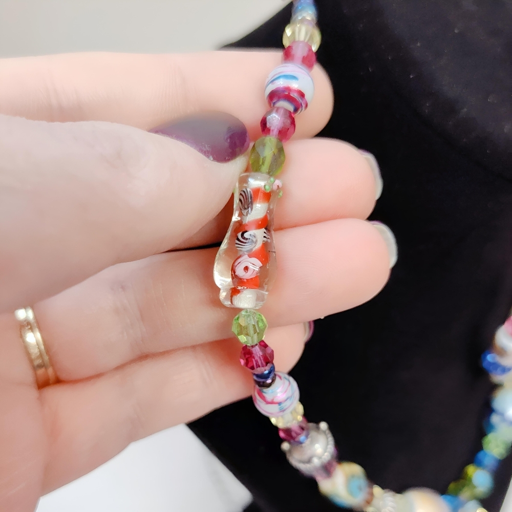 Vintage Sterling Silver Czech Murano Crystal Glass bead Necklace Bracelet Set - Picture 8 of 14